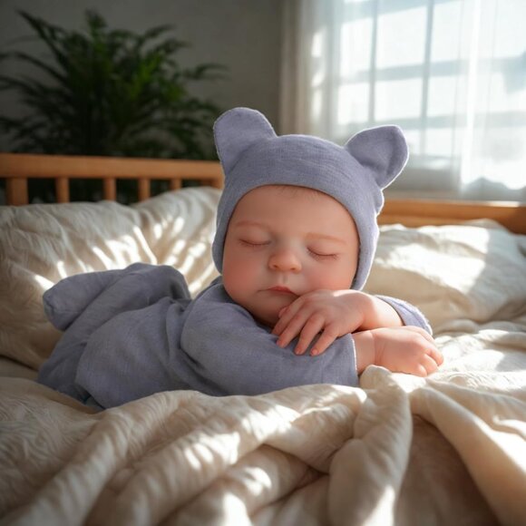 🆕17-Inch Full Body Vinyl Silicone Baby Doll Sleeping Boy with Feeding Toy - Picture 2 of 9